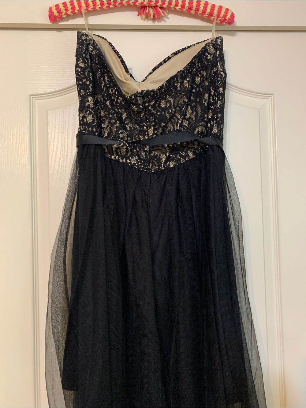 Strapless Black Lace & Tulle Cocktail Dress - Picture 2 of 4